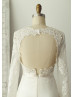 Ivory Lace Satin Long Sleeves Wedding Dress